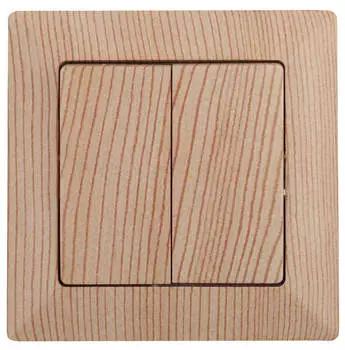 Выключатель двухклавишный ЭРА Intro Solo 10A 250V дерево 4-104-11 Б0043290