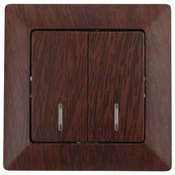 Выключатель двухклавишный ЭРА Intro Solo 10A 250V с подсветкой венге 4-105-10 Б0043296