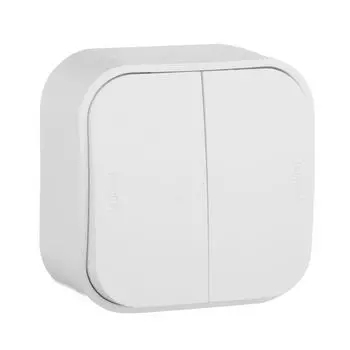 Выключатель двухклавишный Legrand Quteo 10A 250V белый 782202