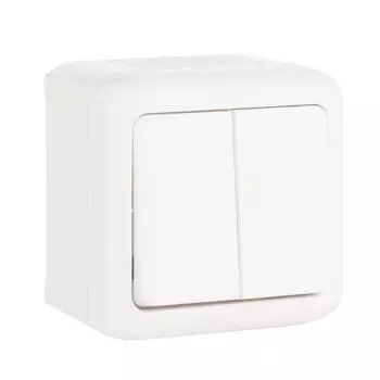 Выключатель двухклавишный Legrand Quteo 10A 250V белый 782302