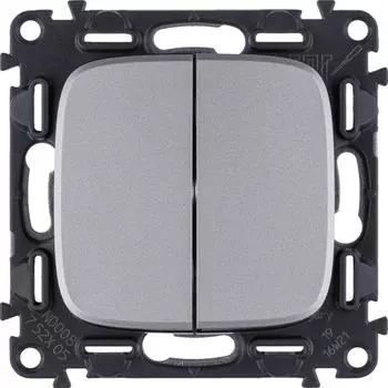 Выключатель двухклавишный Legrand Valena Allure 10A 250V алюминий 752905