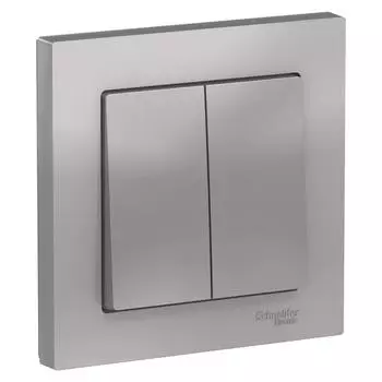 Выключатель двухклавишный Schneider Electric AtlasDesign 10A 250V алюминий ATN000352
