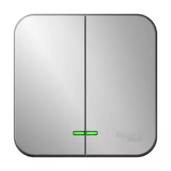Выключатель двухклавишный Schneider Electric Blanca 10A 250V с подсветкой алюминий BLNVA105113