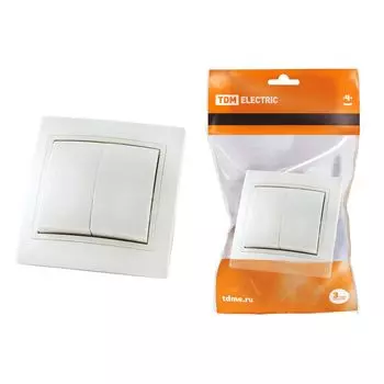 Выключатель двухклавишный TDM Electric Таймыр 10А 250V белый SQ1814-0002