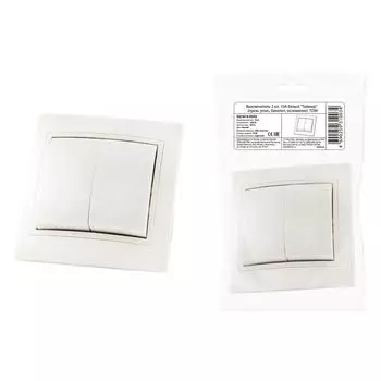 Выключатель двухклавишный TDM Electric Таймыр 10А 250V белый SQ1814-0502