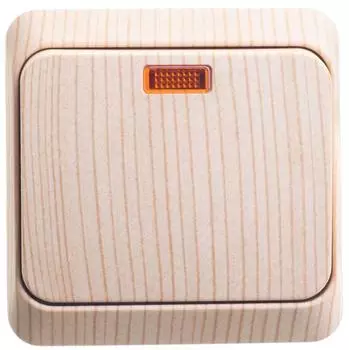 Выключатель одноклавишный Schneider Electric Этюд 10A 250V с подсветкой сосна BA10-005D