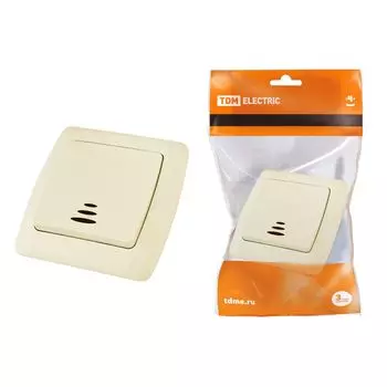 Выключатель одноклавишный TDM Electric Онега 10А 250V с подсветкой слоновая кость SQ1805-0033