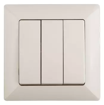 Выключатель трехклавишный ЭРА Intro Solo 10A 250V слоновая кость 4-106-02 Б0043299