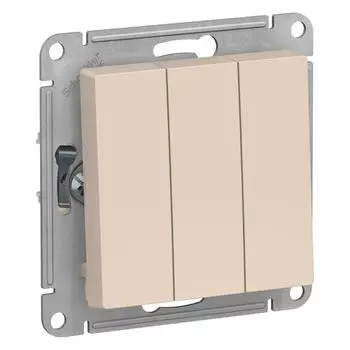 Выключатель трехклавишный Schneider Electric AtlasDesign 10A 250V бежевый ATN000231