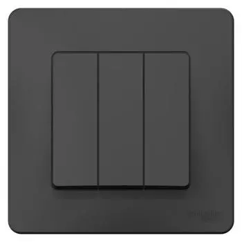 Выключатель трехклавишный Schneider Electric Blanca 10A 250V антрацит BLNVS100506