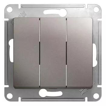 Выключатель трехклавишный Schneider Electric Glossa 10A 250V платина GSL001231