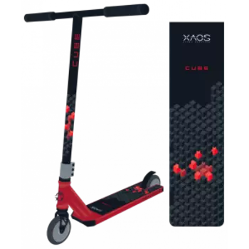 Самокат трюковый XAOS Cube Red 110 мм, двухколесный, подростковый 8+, черный/красный, 2021, SX18552