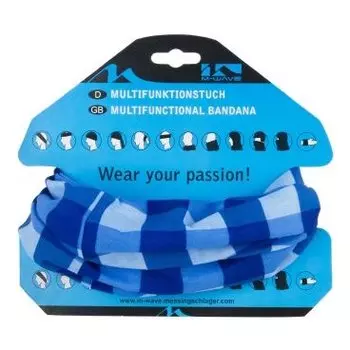 Бандана велосипедная M-WAVE BLUE SQUARED, полиэстер с микрофиброй, 24х48 см, сине-голубые квадраты, 5-715173