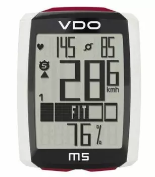 Велокомпьютер NEW VDO M5WL, 17 функций, беспроводной, черно-белый, 4-30051