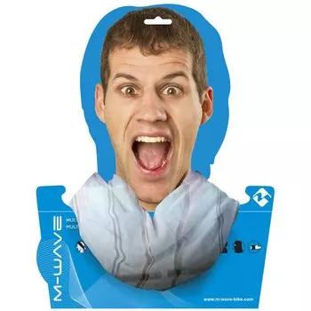 Бандана велосипедная M-WAVE, дышащий полиэстер с микрофиброй, 24х48 см, бесшовная, WHITE&STRIPES белая, 5-715116