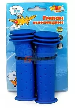 Грипсы велосипедные детские, Vinca Sport H-G 96 planes, 102мм, резиновые, синие.