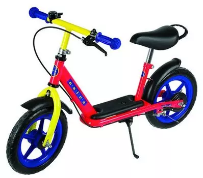 Беговел 5-659991 рама сталь колеса 12" регул. руль/седло подножка для ног зад. тормоз красно-желтый