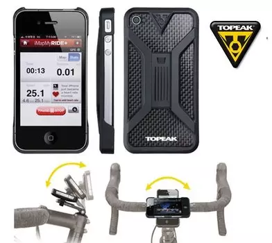 Бокс TOPEAK для смартфона iPhone 4/4S, с креплением на руль, чёрный, TT9832B