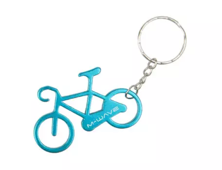 Брелок M-WAVE для ключей "велосипед", алюминиевый, голубой, логотип, 5-719908