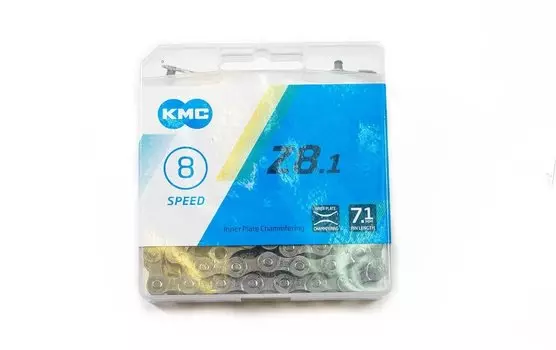 Цепь KMC Z-8.1 для 8 скоростей, 1/2"х3/32", 116 звеньев, пин 7.1мм, с замком, серая, CH-KMC-Z8.1-G
