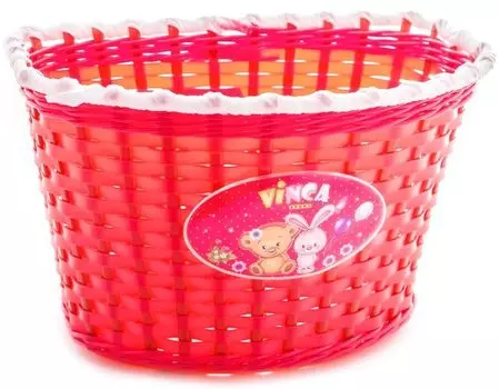 Велокорзина, детская, на руль, красная, P05 Bear and Hare