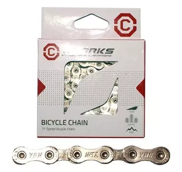 Цепь С11 CLARKS, 1/2"х11/128", хромированное покрытие, 11 скоростей, с замком, в коробке, 3-444
