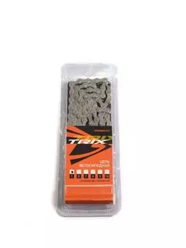 Цепь TRIX для 1 скорости, 1/2"х1/8", 112 звеньев, усиленная, пин 8.9мм, с замком, серебристая, CH-TX-410NP-1-SL