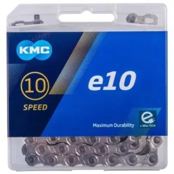 Цепь велосипедная KMC e10 Silver 11/128" 10ск. 122 звена, 5,9мм, с замком, X Bridge, д/SHIMANO/SRAM, 5-306114