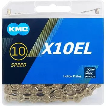 Цепь велосипедная KMC X10EL Ti-Ni Gold 1/2"x11/128" 10ск. 114 звеньев, облегч EL-extra light, с замком, 5-303562