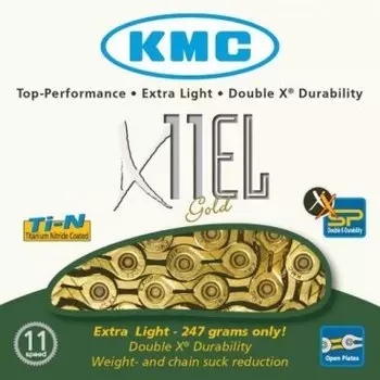 Цепь велосипедная KMC X11EL 11скоростей, 118L, золотая, BXEL11T4