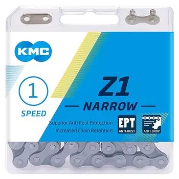 Цепь велосипедная KMC Z1 Narrow EPT 1/2"х3/32" 1ск. 112 звеньев, 8мм, с замком, в пластиковой коробке, 5-303720