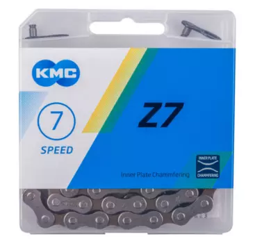 Цепь велосипедная KMC Z7, 7 скоростей, 114 звеньев, серый/коричневый, 303710