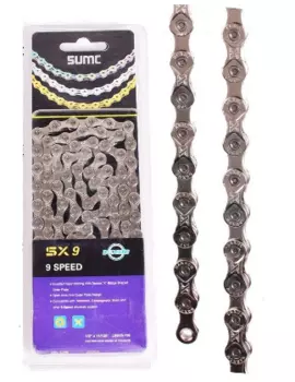 Цепь велосипедная SUMC SX9, 1/2''x11/128'', 9 ск.,116 звеньев, серебристая, с замком, ARV100039