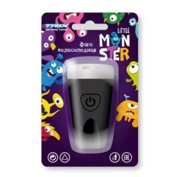 Фара велосипедная TRIX Little Monster, детская, передняя, силикон, черная, LHTX378FCLM