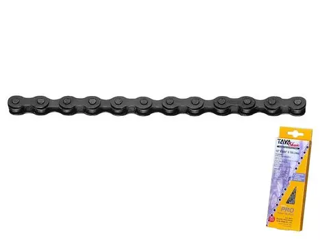 Цепь велосипедная TAYA, аналог KMC Z410, 1 скорость, 1/2"x1/8", 112L, с соеденительным звеном, 410B