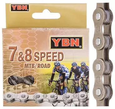Цепь велосипедная YBN S52, 1/2"x3/32", 7-8 скоростей, 110 звеньев, в индивидуальной упаковке, 570081