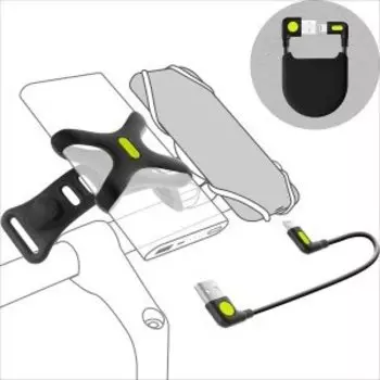 Держатель BONE для POWER BANK Bike Phone Charger Accessory Kit силиконовый, крепление на руль, раму, черный, 07-210410
