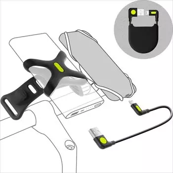 Держатель BONE для POWER BANK Bike Phone Charger Accessory Kit силиконовый, крепление на руль, раму, черный, 07-210410