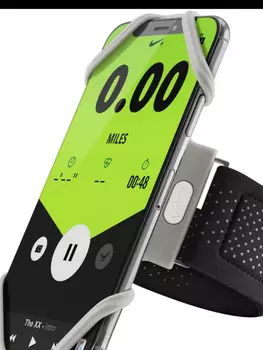 Держатель для смартфона BONE силикон. НА РУКУ (размер L) универс.4.0'-6.7' RUN TIE люминисцент. зеленый, 07-185024