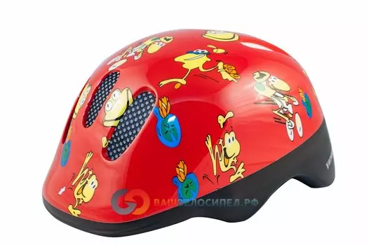Детский велошлем VENTURA с сеточкой 6 отверстий 48-52см FROGS/красный (Размер: 48-52 см)