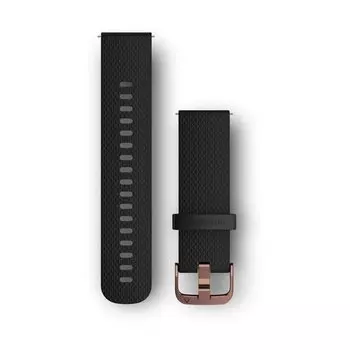 Ремешок сменный для смарт-часов Garmin vivomove HR bands, силикон, black/rose gold, 010-12691-03