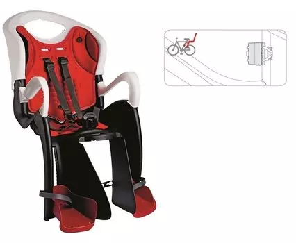 Детское велокресло BELLELLI Tiger Standard B-Fix, заднее, на велосипед 29", черно-белое/красная вставка, 01TGTSB0020XL