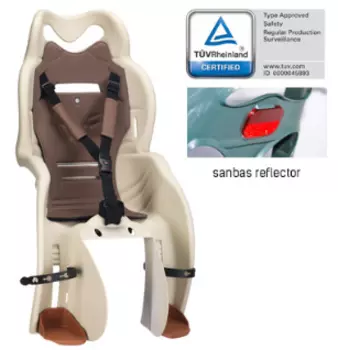 Детское велокресло HTP Design, на багажник, бежевое, 22 кг, Италия, HTP 170 beige/broun