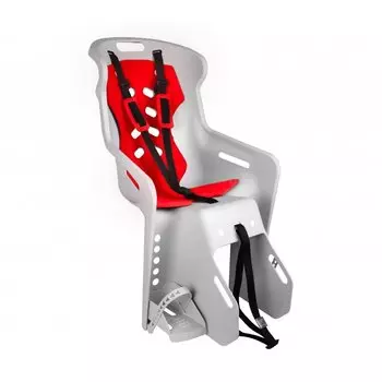 Детское велокресло 'NFUN BRIOSO (Португалия), заднее, на багажник, до 22кг, светло-серое с красной вставкой, 01-100120