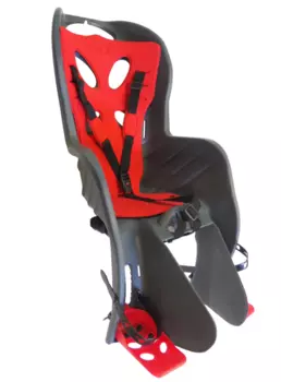 Детское велокресло NFUN CURIOSO DELUXE, на багажник, темно-серое с красной вставкой, до 22 кг, 01-100084