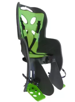 Детское велокресло NFUN CURIOSO DELUXE, на подседельный штырь, темно-серое с зеленой вставкой, до 22 кг, 01-100087