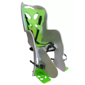 Детское велокресло NFUN CURIOSO DELUXE, на подседельный штырь, серое с зеленой вставкой, до 22 кг, 01-100079