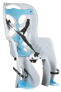 Детское велокресло NFUN CURIOSO, на багажник, белое с голубой вставкой, до 7лет/22кг, 01-100047