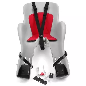 Детское велокресло Vinca Sport, на рулевую трубу, светло-серое с красной накладкой, до 15 кг, Италия HTP 322 KIKI light