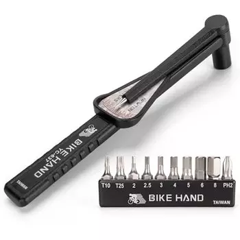 Динамометрический ключ BIKE HAND YC-637+BITS профи, для головок 1/4",биты 2,2.5,3,4,5,6,8мм/PH2/T10/Т25, 6-230101